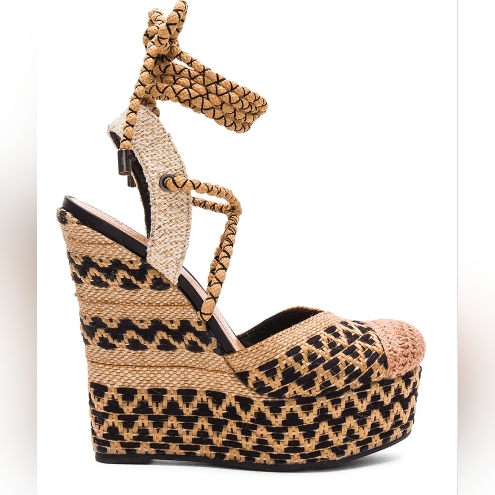 SOLD OUT Schutz AMANDINHA Woven Espadrille Platform Wedge Shoes SZ 9.5